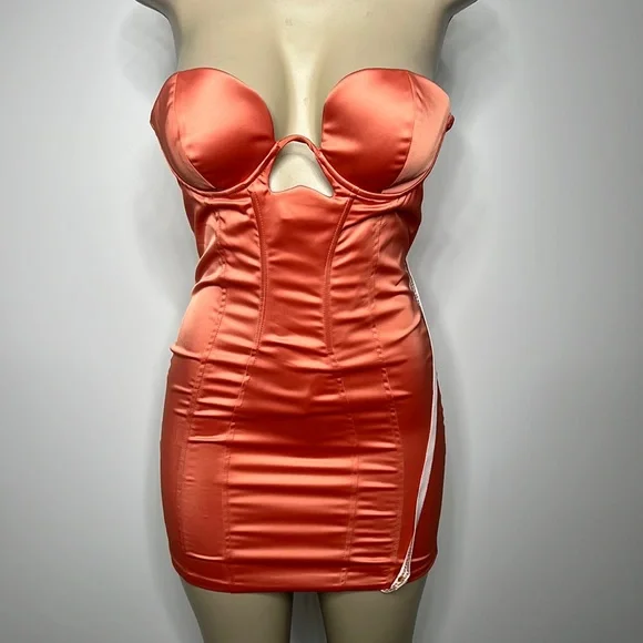 open lace back dress Modal Bandeau Bodycon Maxi Dress in Sunset Orange